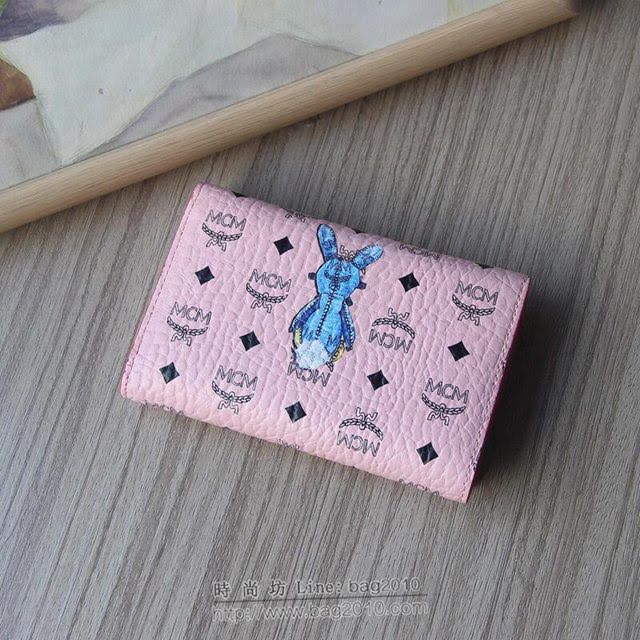 MCM錢包 原單 8011 兔子中款三折錢包 3D絲印 字母組合塗層帆布 MCM女款錢包  mdmc1036
